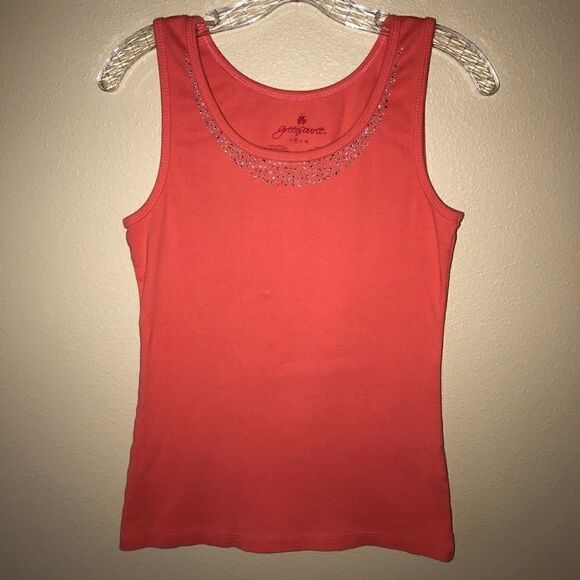 green source Tops - Green Source Orange Sparkle Tank